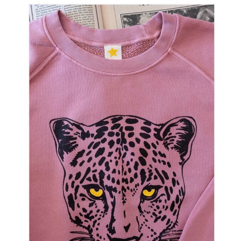 Thread Hippie LA Brand Pink Leopard Print Crew Neck Sweater - Picture 4 of 10